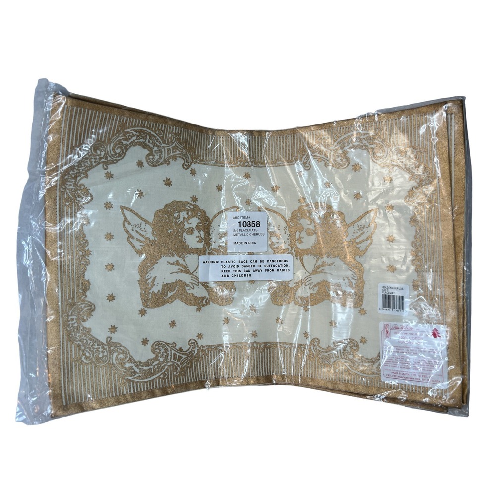 Golden Cherubs Gold Placemat Set of 4 Angel‎ Placemats Holidays Park B. Smith